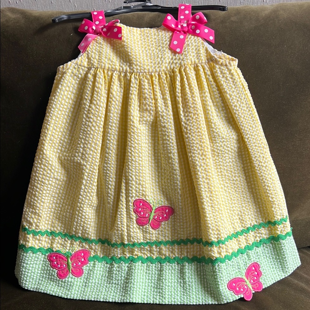 Yellow Dress with Pink Butterfly Accents